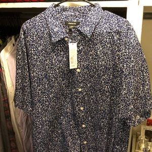 Blue floral button up